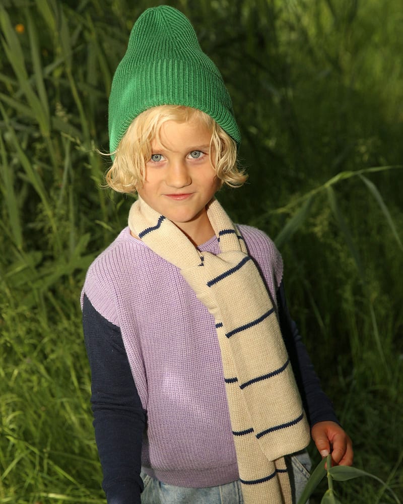 Ull Beanie barn - 100% Merino, Ubehandlet - Rib Lue Fonzie