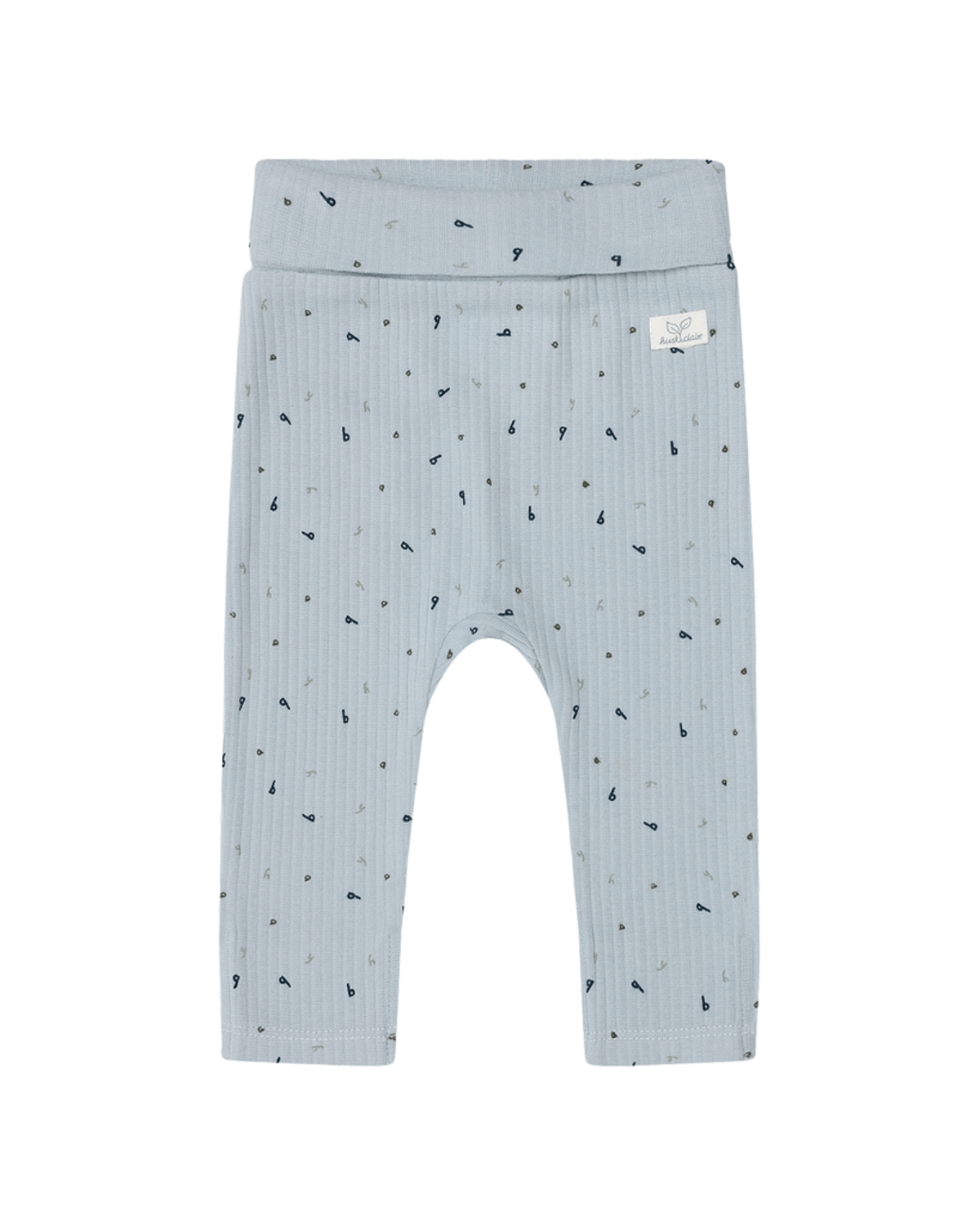 Leggings Baby med dobbelt liv & trylleføtter – Øko Bomull | Luca Letter Aop, Lys Blå - Light Blue