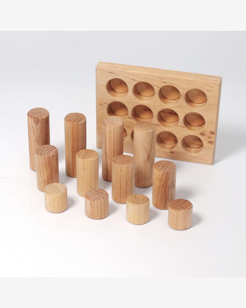 Putte- og Stableleke - Natural, 12 deler | Stacking Game Rollers