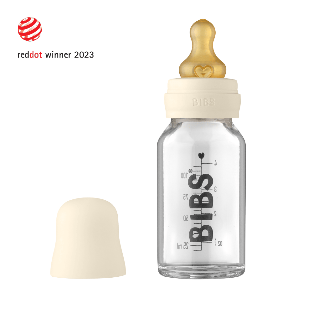 BIBS Tåteflaske i Glass 110 ml - Komplett Sett
