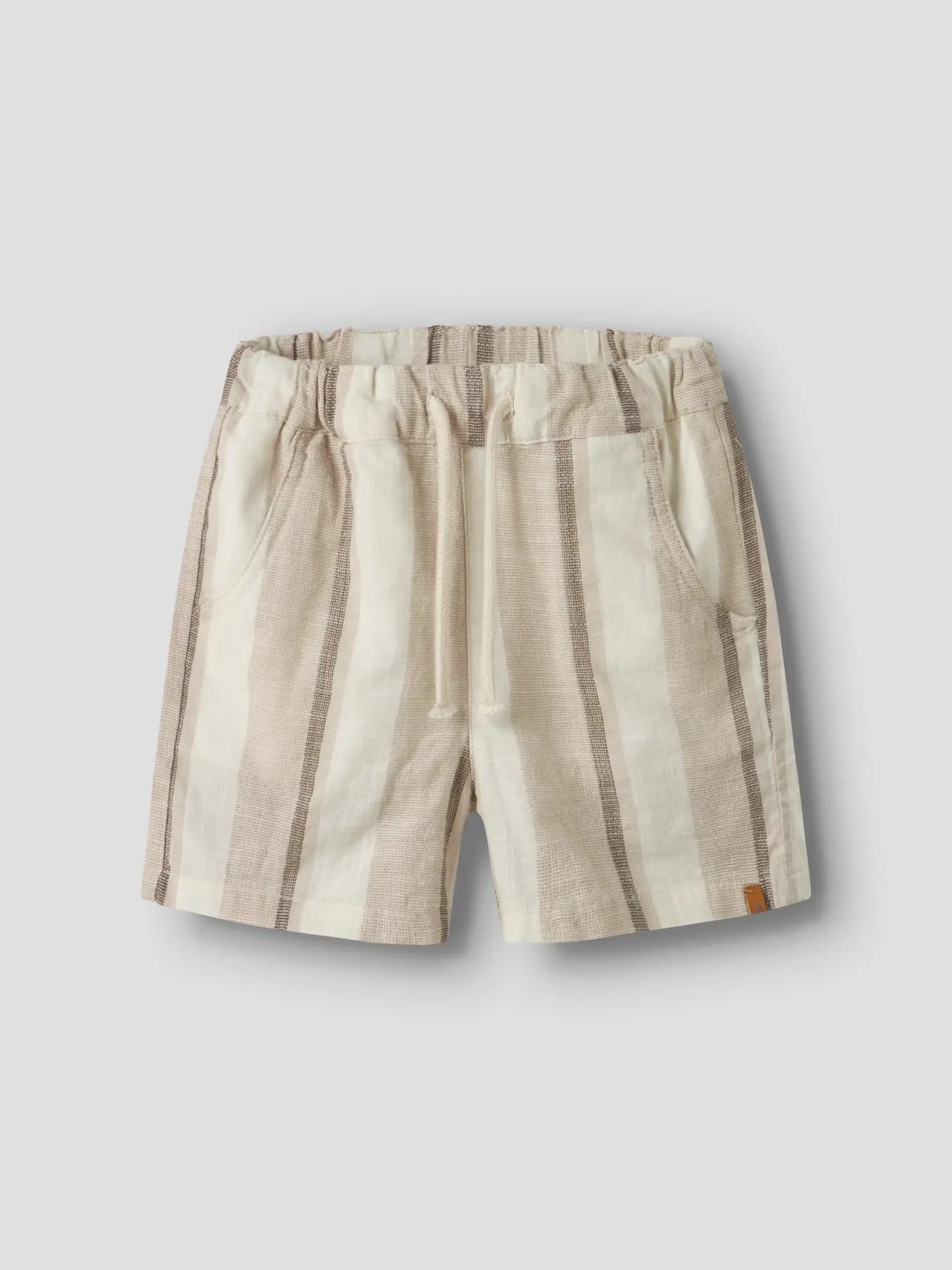 Shorts Barn – Øko Bomull | NMMFIBERT LOOSE SHORTS LIL, Brun / Beige Striper
