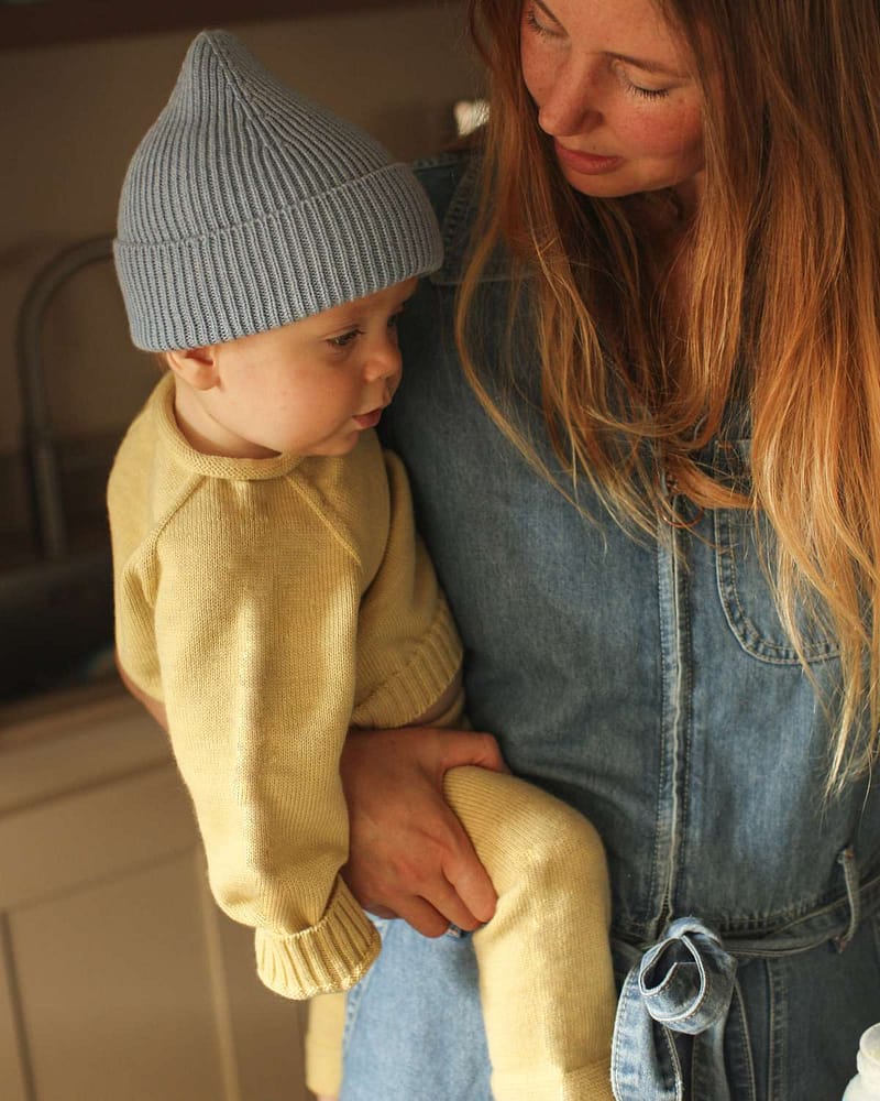 Ull Beanie barn - 100% Merino, Ubehandlet | Ribb lue Fonzie