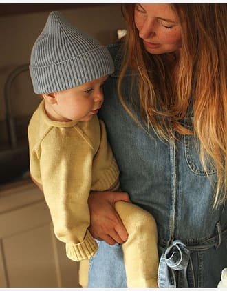 Ull Beanie barn - 100% Merino, Ubehandlet | Ribb lue Fonzie