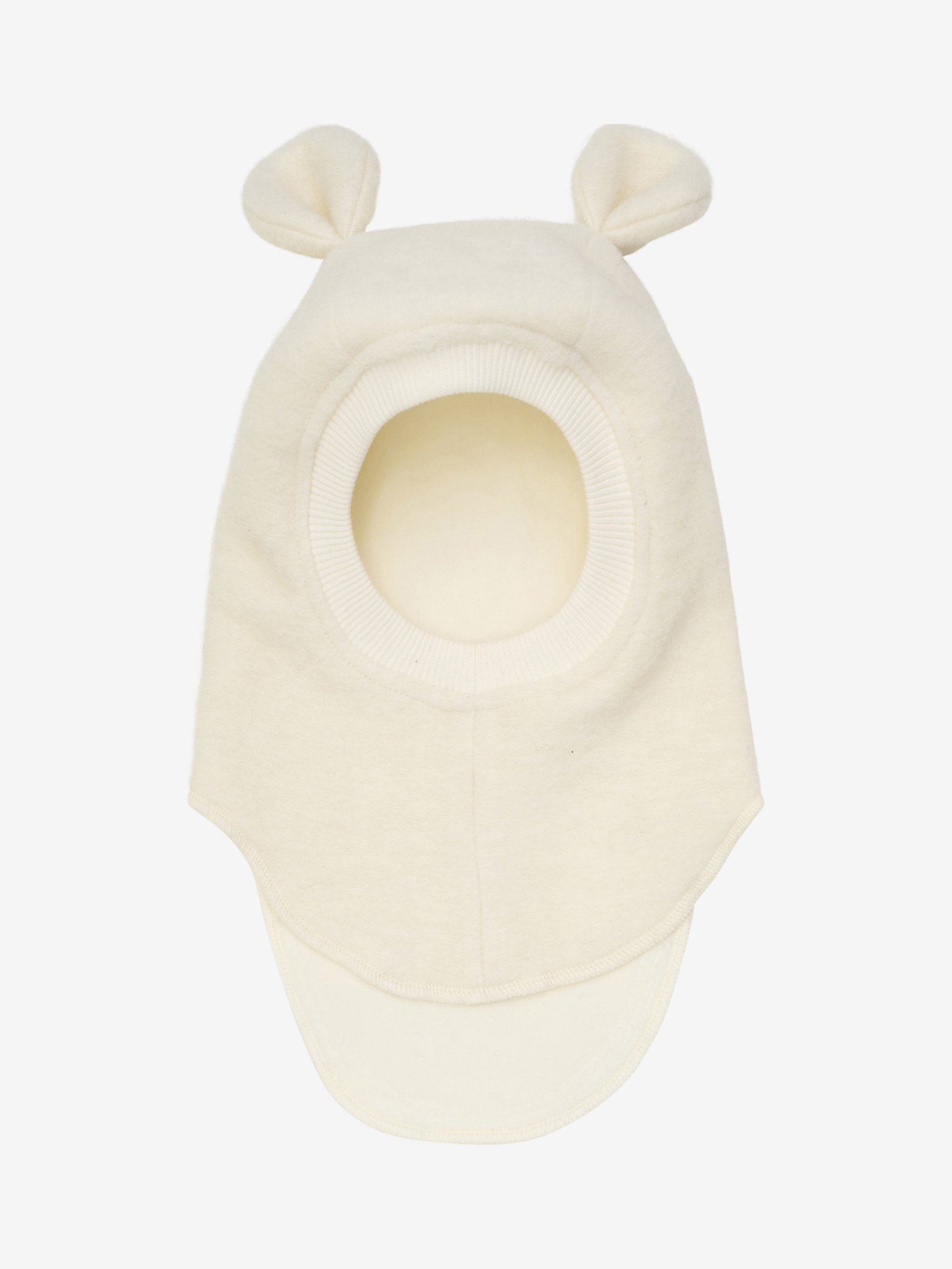 Balaclava Ull 2-lags – Bamseører, Børstet Ullfleece | Ears Wool, Kremhvit - Tofu