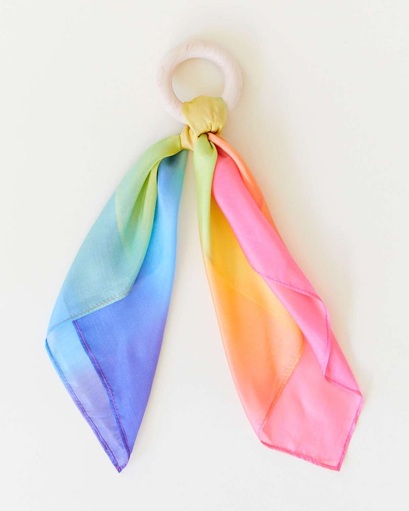 Biteleke m/ koseklut 2i1 - 100% Naturlig | Rainbow Baby Teether