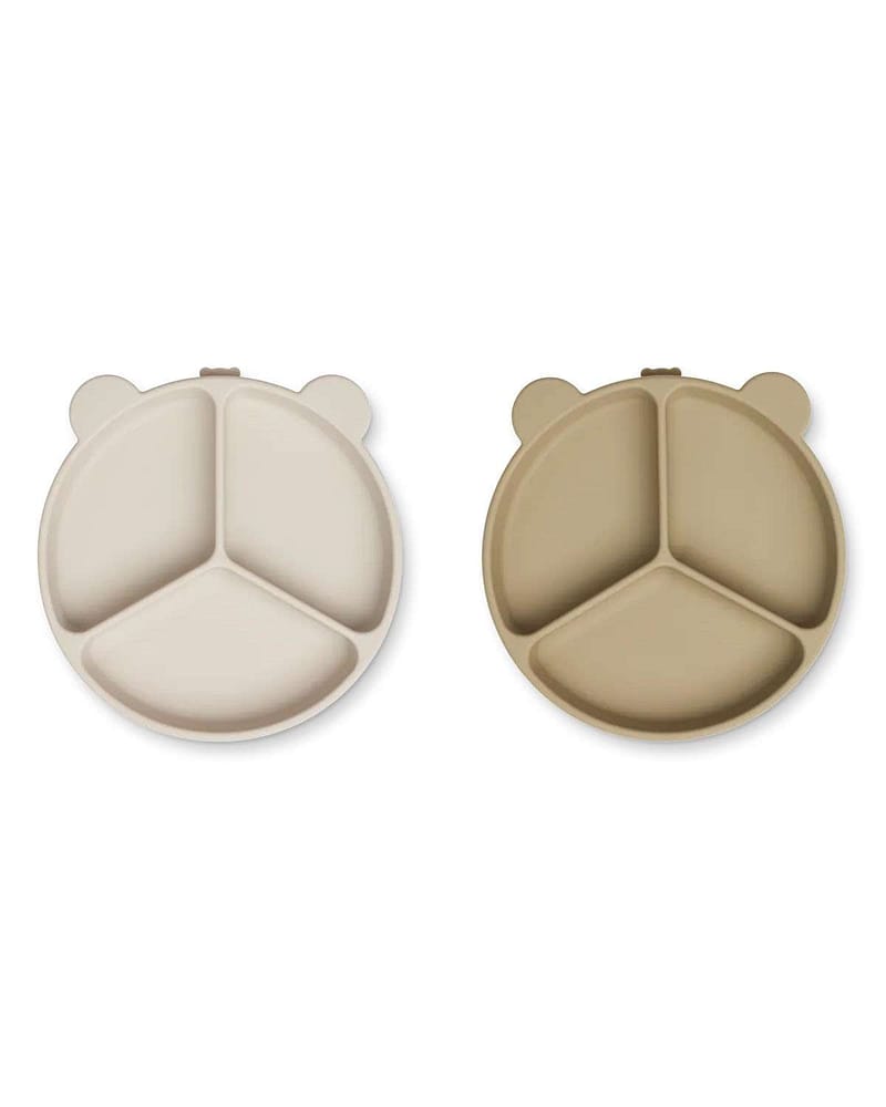 2pk Tallerken med flere rom & Sugekopp - Silikon | Stacy