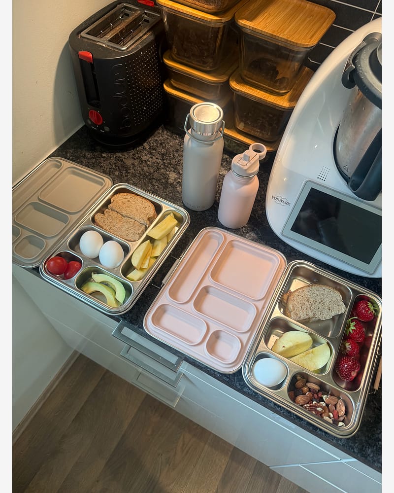 Tett Matboks med fem rom - Rustfritt Stål | 2000ml