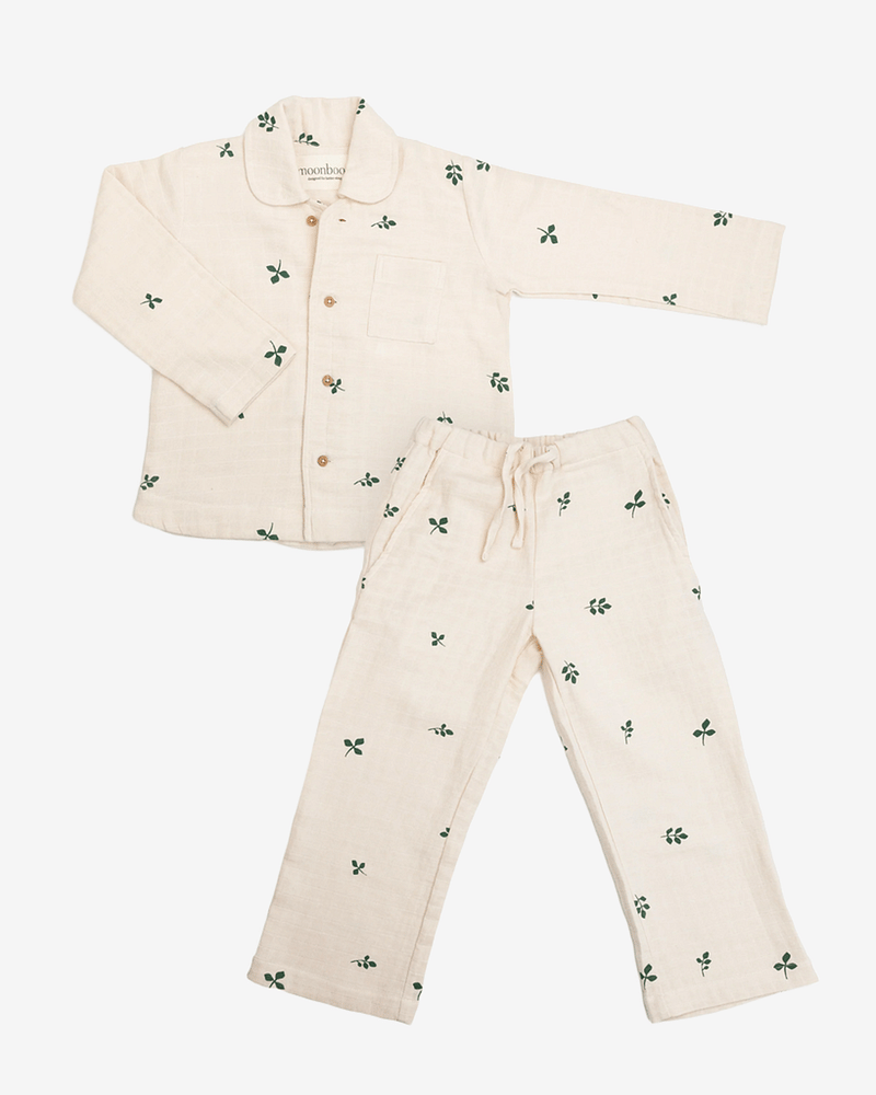 Pysjamas i 100% Øko Bomull, Muslin - Trøye og Bukse | Two-piece pyjama