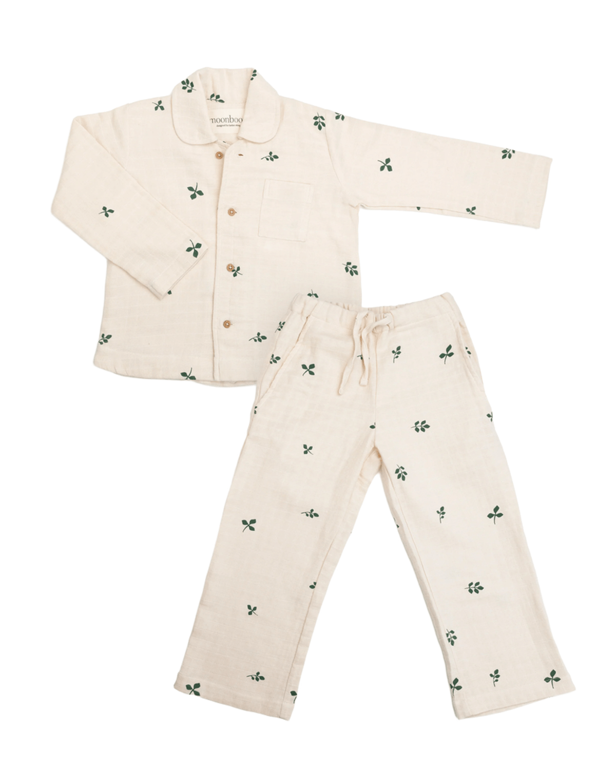 Pysjamas i 100% Øko Bomull, Muslin – Trøye og Bukse | Two-piece pyjama, Leaf