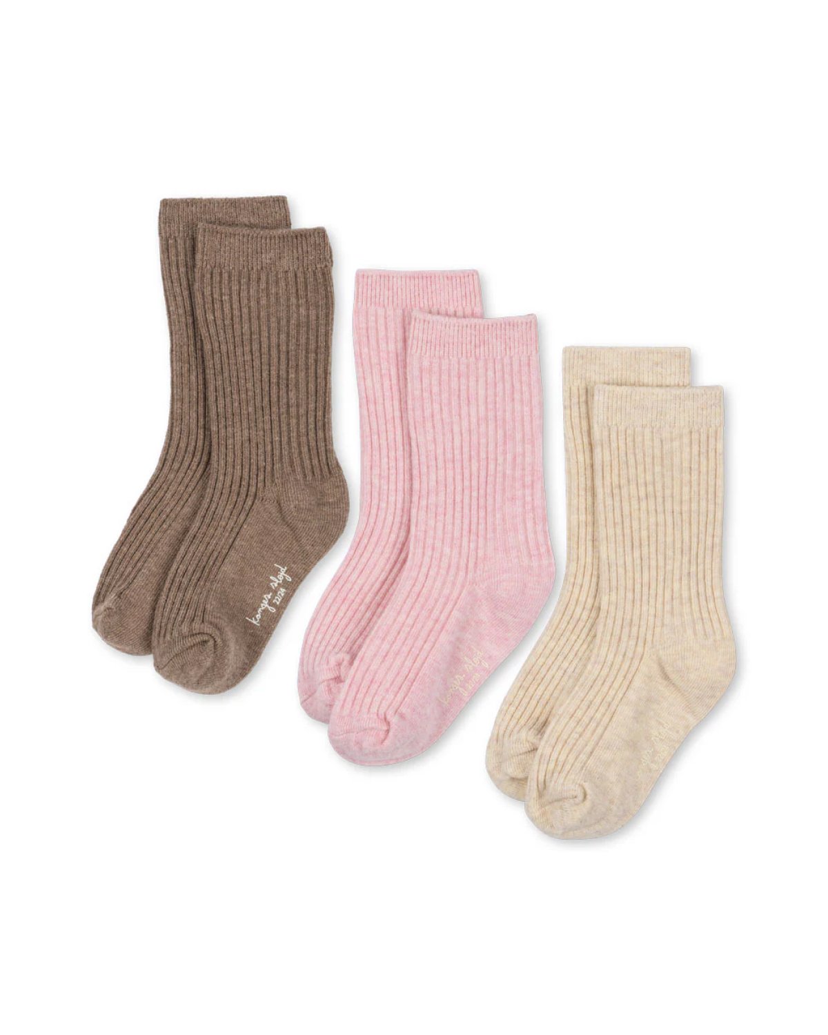 Sokker 3pk m/ forsterket fotsåle – Bomull Mix, Rib Socks, Rose Mix