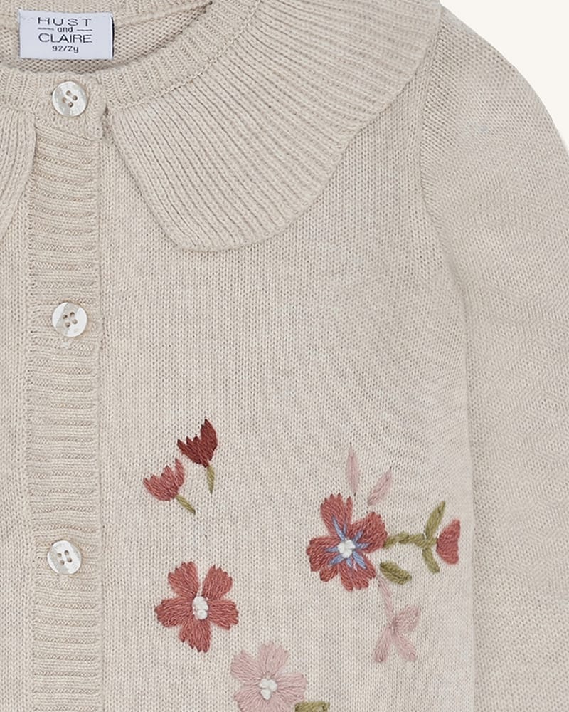Cardigan - Øko Bomull | 12376 HCCamilia flower emb