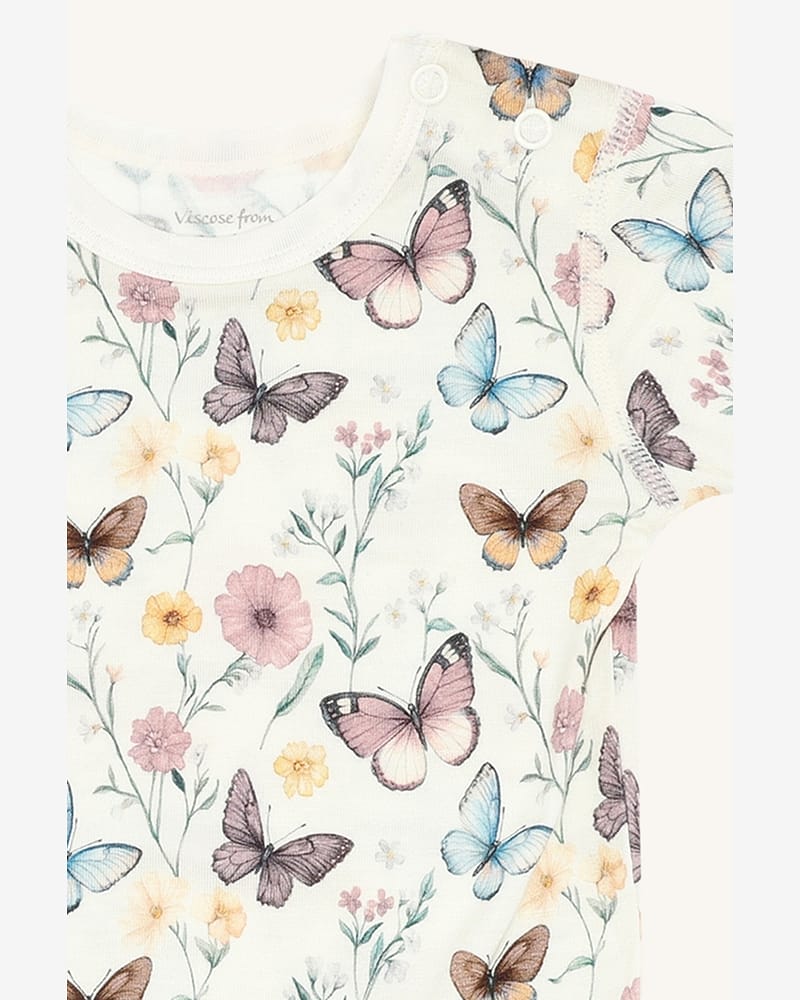 Body Baby, Kortermet - 95% Bambusviskose, 5% Elastane | HCBuller Butterfly