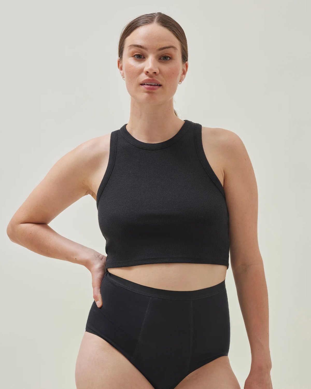 Mensentruse i Heavy Flow – Øko Bomull | High Waist Period Underwear, Svart - black
