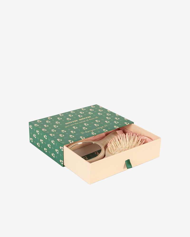 Hårbørste og Speil i Gaveeske - Svanedetaljer | Swan Beauty Set