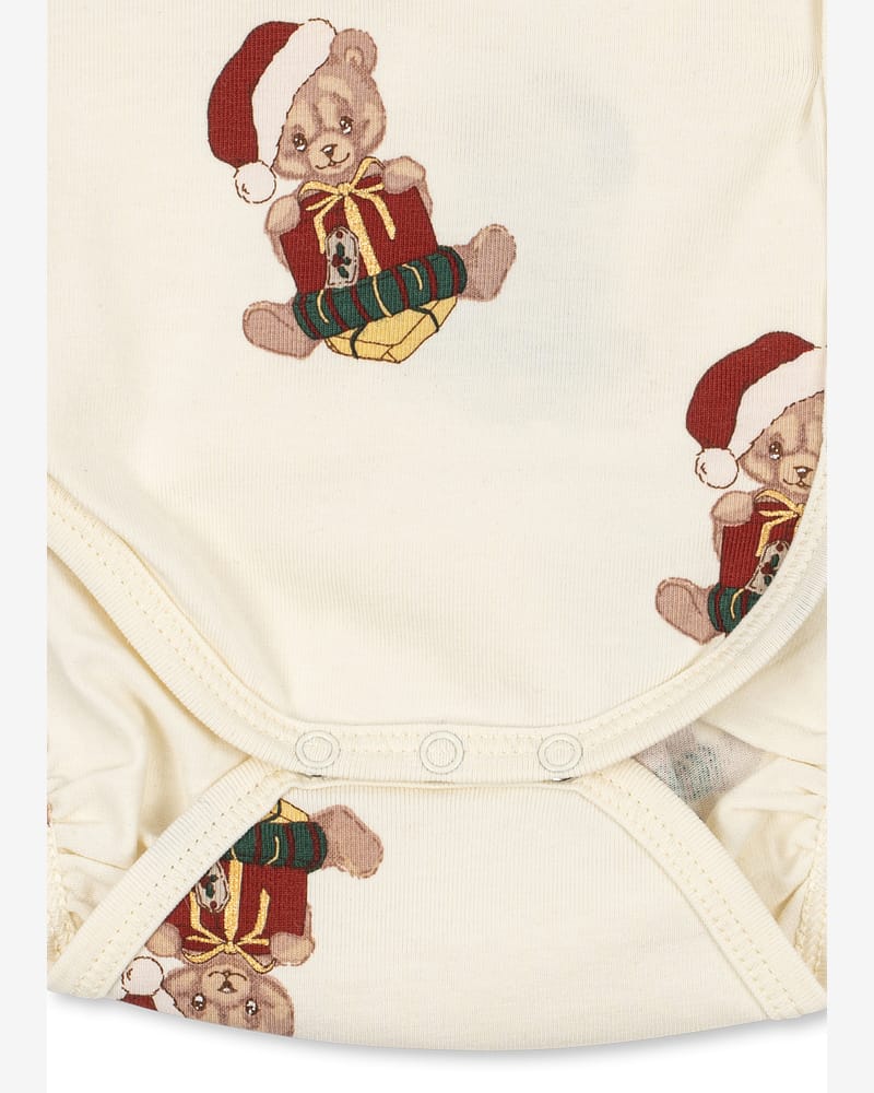 Pysjamas Baby m/ Omslasbogy - Body og Bukse - Øko Bomull | Julepysj Basic Body/Pants Set