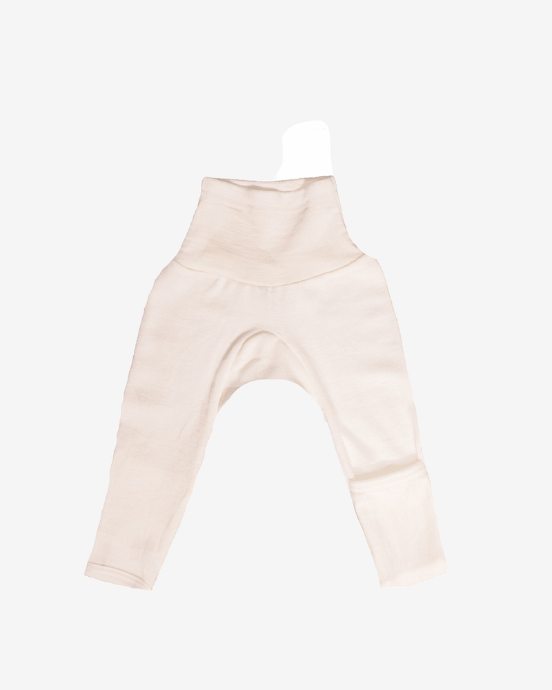 Ullbukse m/ dobbelt liv & trylleføtter - 70% Merino, 30% Silke - Ubehandlet Ull