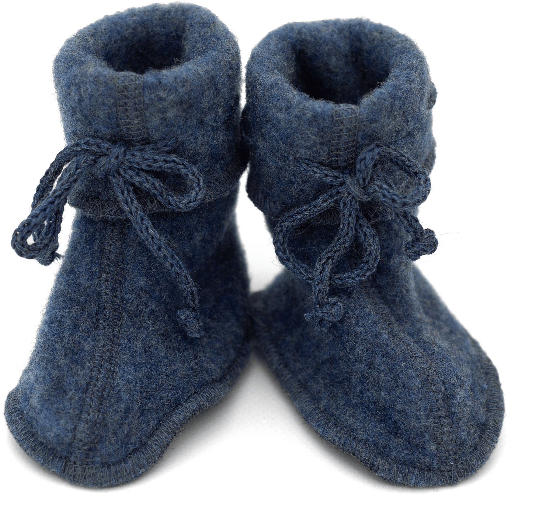 Ulltøfler Baby – Varm Ullfleece, 100% Merino, Ubehandlet Ull | Baby-Bootees, Blå Melange