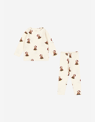 Pysjamas Barn - Bukse & Genser - Øko Bomull | Julepysj Basic Blouse/Pants Set Gots