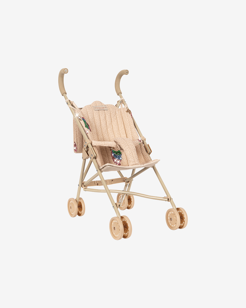 Dukkevogn m/ Glitrende Paljetter - Trille m/ Stelleveske | Tulle Doll Stroller
