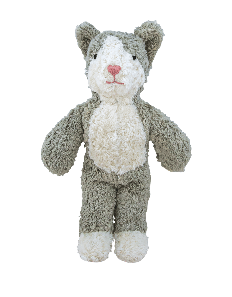 Kosebamse Katt, Liten – 100% Naturlig, Økologisk Bomull og Ull | Baby Cat, Grå Mix