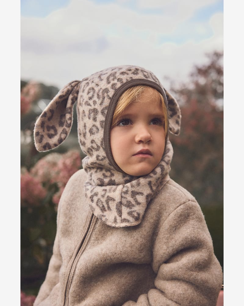 Balaclava i Ullfleece - Varm, 100% Merino | Balaclava Ears Wool Fleece Jacquard