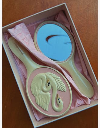 Hårbørste og Speil i Gaveeske - Svanedetaljer | Swan Beauty Set