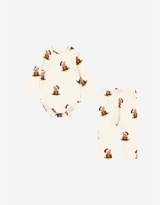 Pysjamas Baby - Body og Bukse - Øko Bomull | Julepysj Basic Body/Pants Set Gots