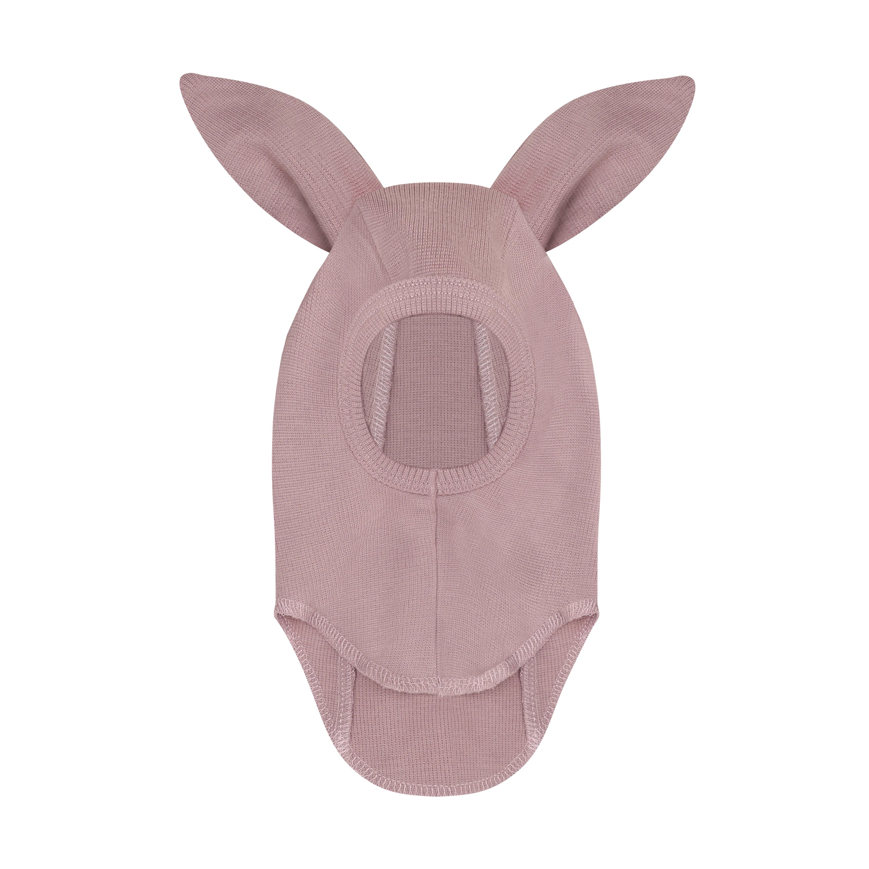 Balaclava Ull med Kaninører – 97% Merino, 3% Elastan, Tynn ullkvalitet | Balaclava Ears Wool Rib, Woodrose - Rosa