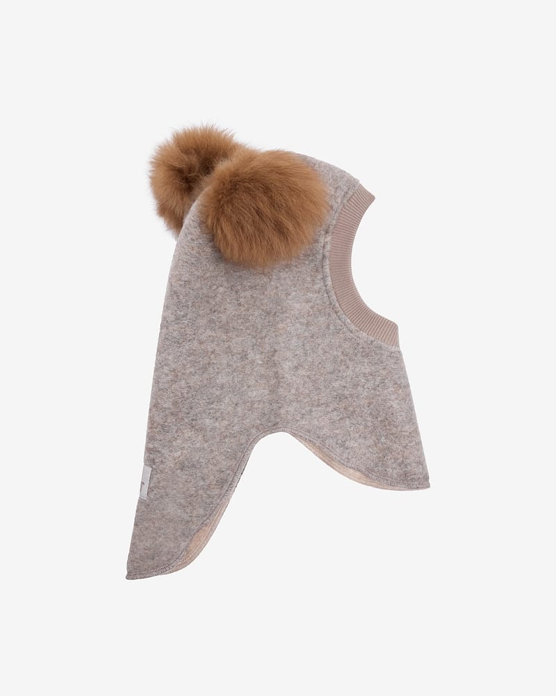 Balaclava Ull 2-Lags - Børstet Ullfleece | Alpaca Pompoms