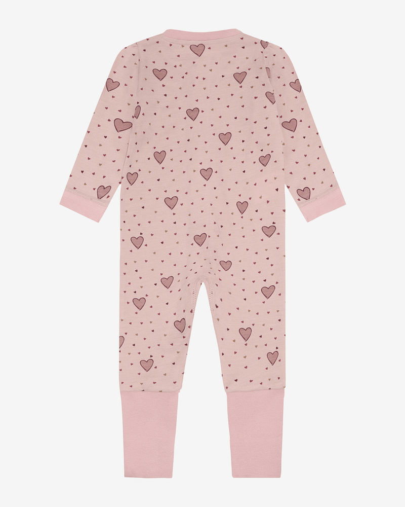 Ullpysj Baby - Heldrakt to-veis glidelås og trylleføtter - Ull/Bambusviskose | HCManu Hearts Puff