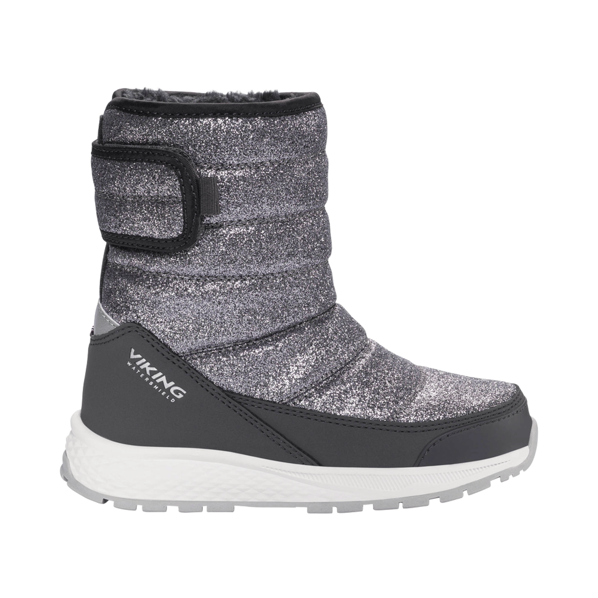 Viking Vintersko Barn – Vanntette Vinterstøvler | Equip Glitter Warm WP Pull-on, Mørkegrå