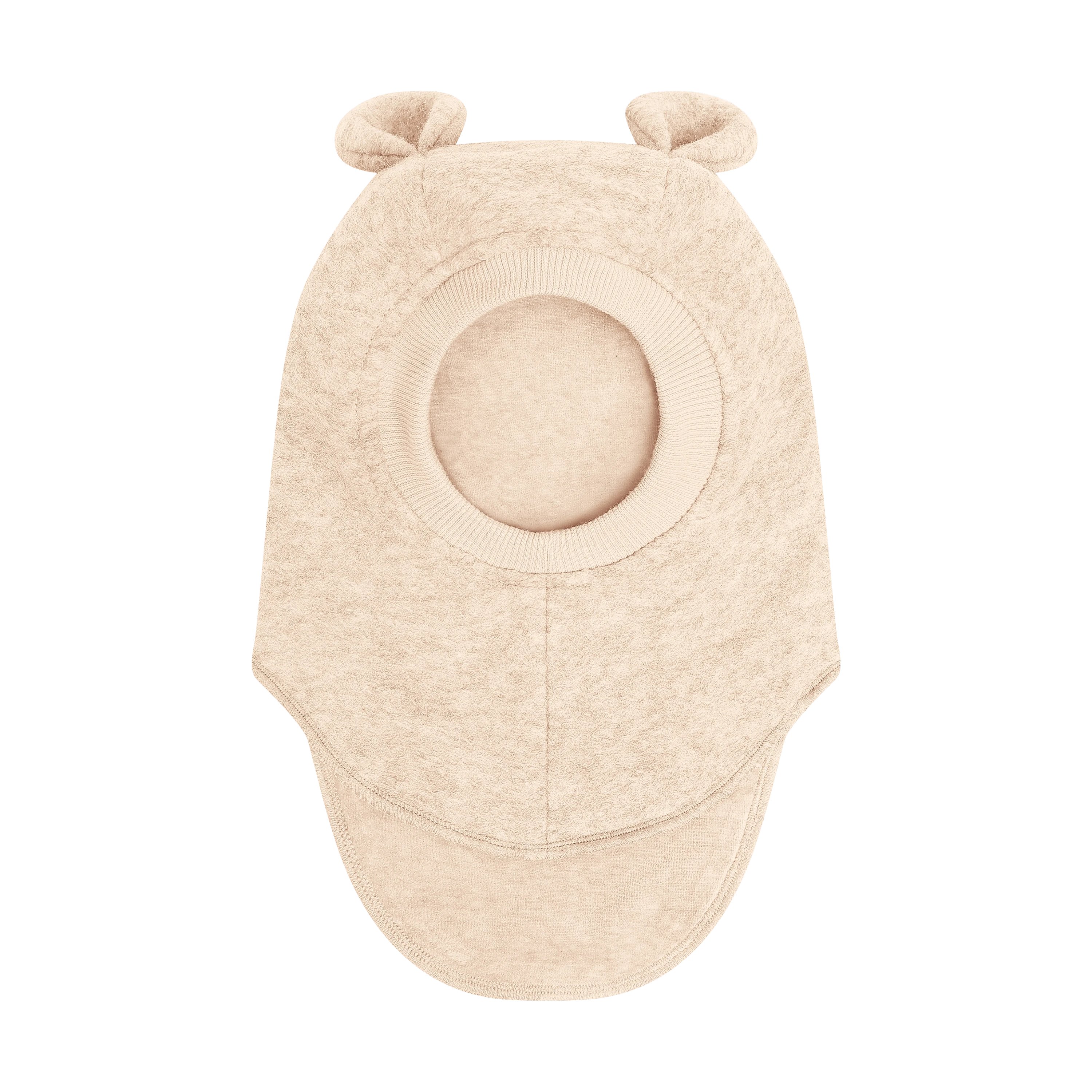 Balaclava Ull 2-lags – Bamseører, Børstet Ullfleece | Ears Wool, Lys Beige - Sand Melange