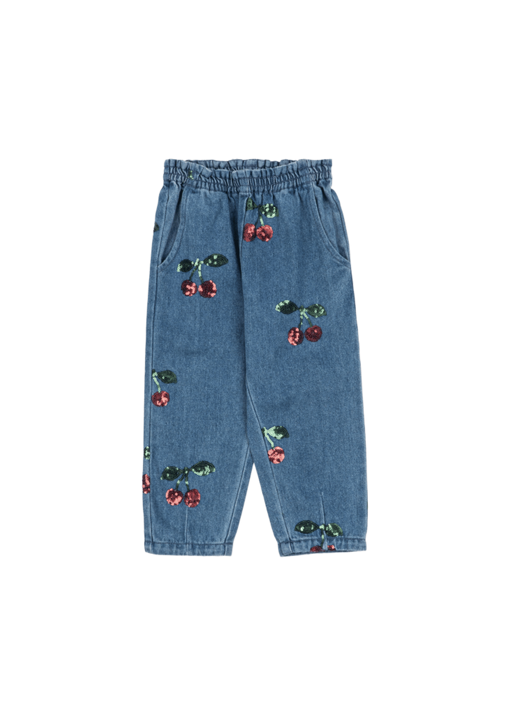 Olabukse med Paljetter – Økologisk Denim | Magot Frill Pants, Cherry Sequin