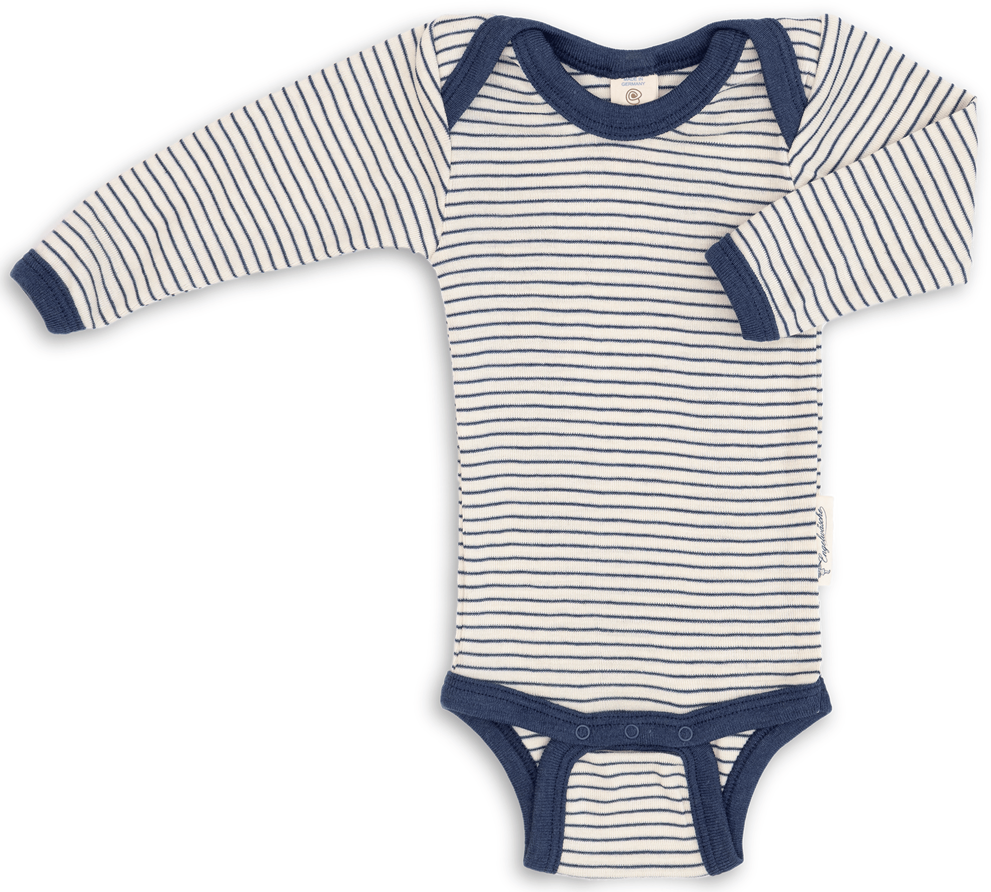 Ullbody – 70% Merino, 30% Silke – Ubehandlet Ull, Natural/Navy Blue