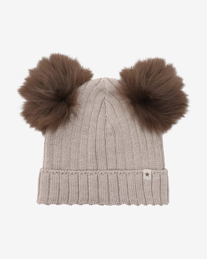 Lue med to Alpakkadusker - 100% Merinoull | Hat Knit Alpaca Pompoms
