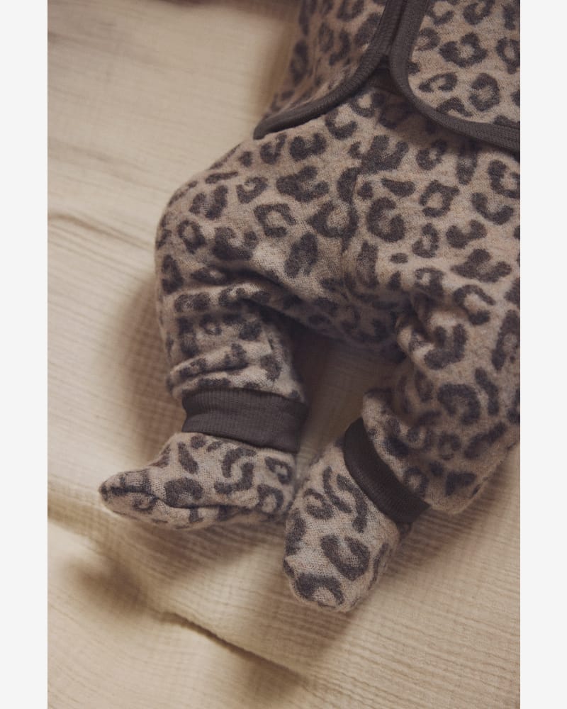 Ulltøfler i Ullfleece - Varm | Footies Wool Fleece Jacquard