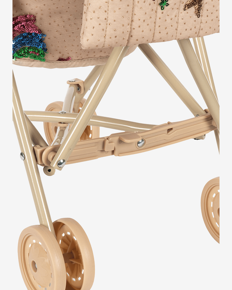 Dukkevogn m/ Glitrende Paljetter - Trille m/ Stelleveske | Tulle Doll Stroller