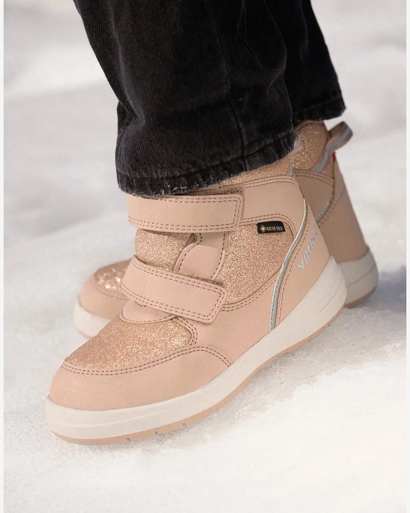 Viking Vintersko Barn - Isolert mellomhøy barnesko med glitter, Goretex | Fun Glitter Warm GTX 2V Beige