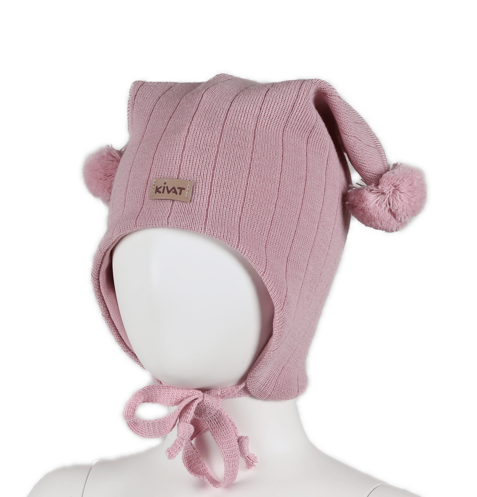 Knytelue Ull m/ Bomullsjersey fôr og Vindstopper | Ubehandlet Ull, Powder Rose