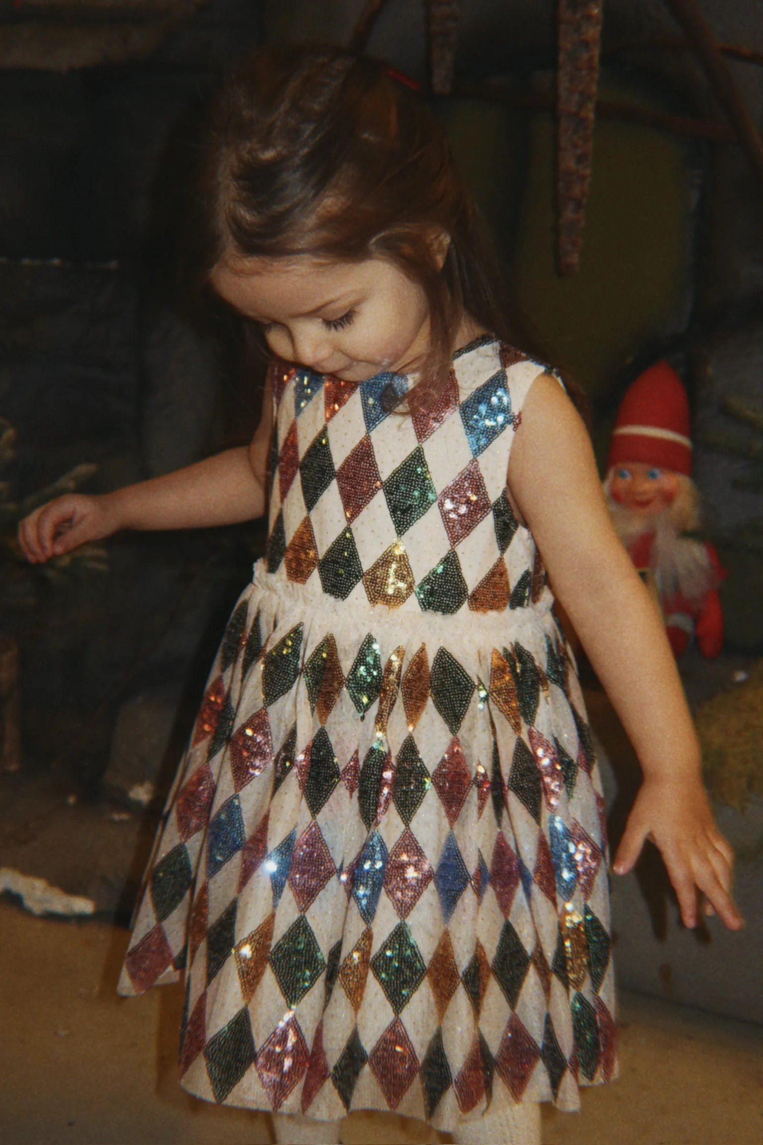 Tyllkjole m/ Glitter Paljetter | Yvonne Harlekin Dress, BOWIE FIR SEQUIN
