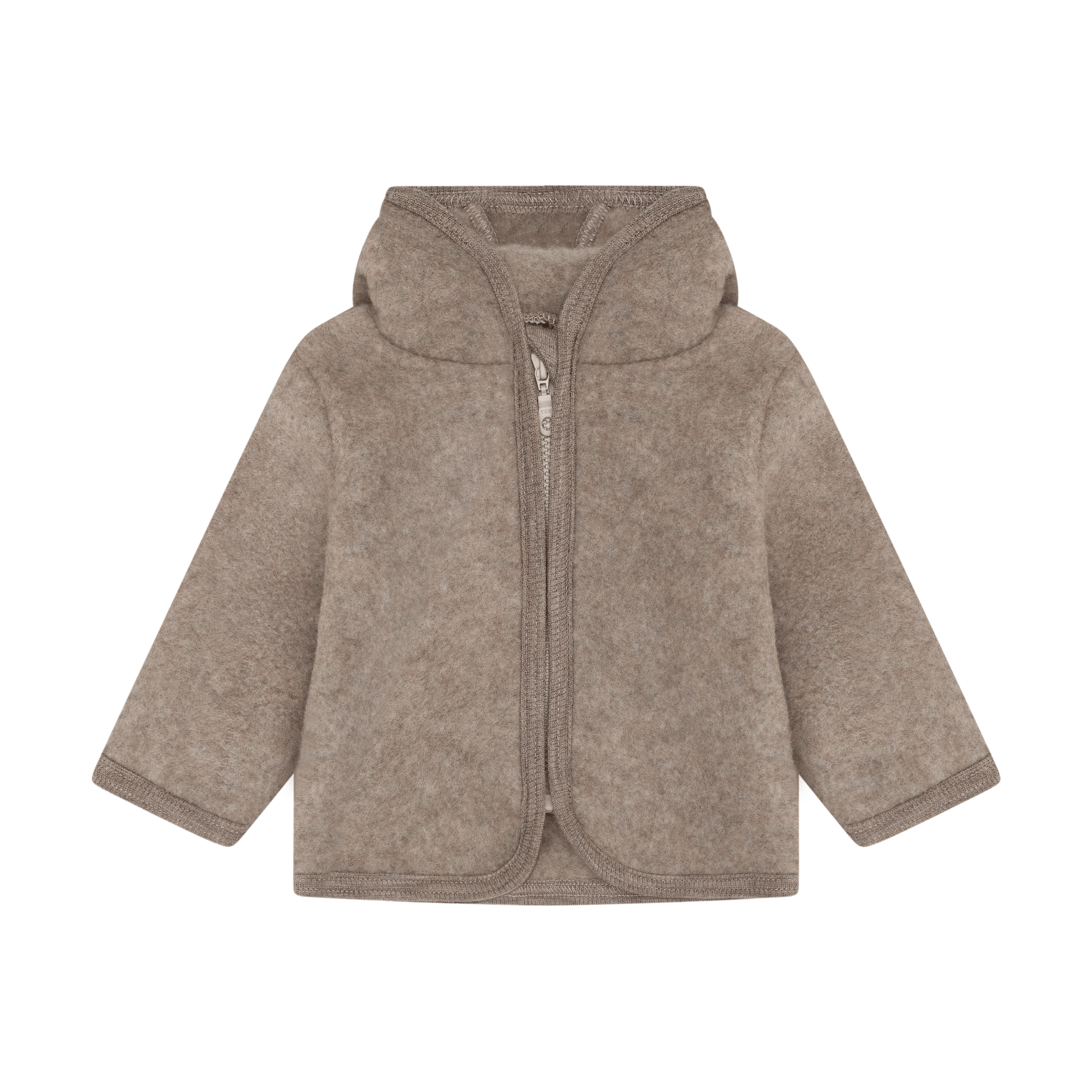 Ulljakke i ullfleece – Varm, 100% Merino | Jacket Ears Wool Fleece, Lys Brun - Savannah Melange