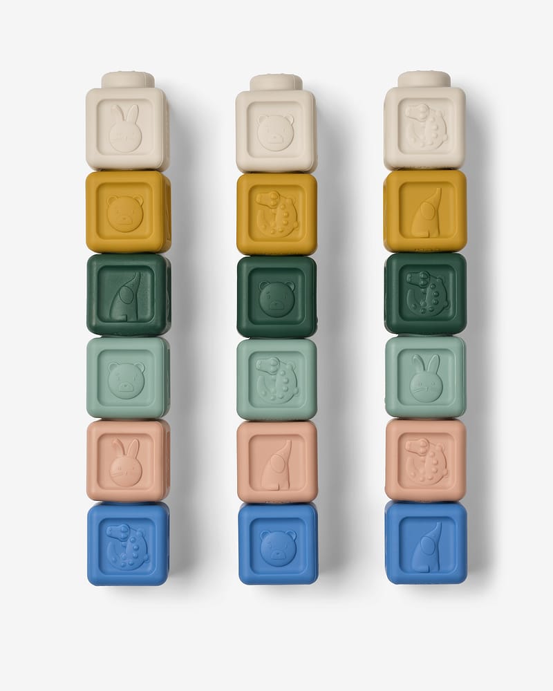 Byggeklosser i silikon, 18 stk - Stable- og Badeleke | Veda Multifunctional Building Blocks 18-pack