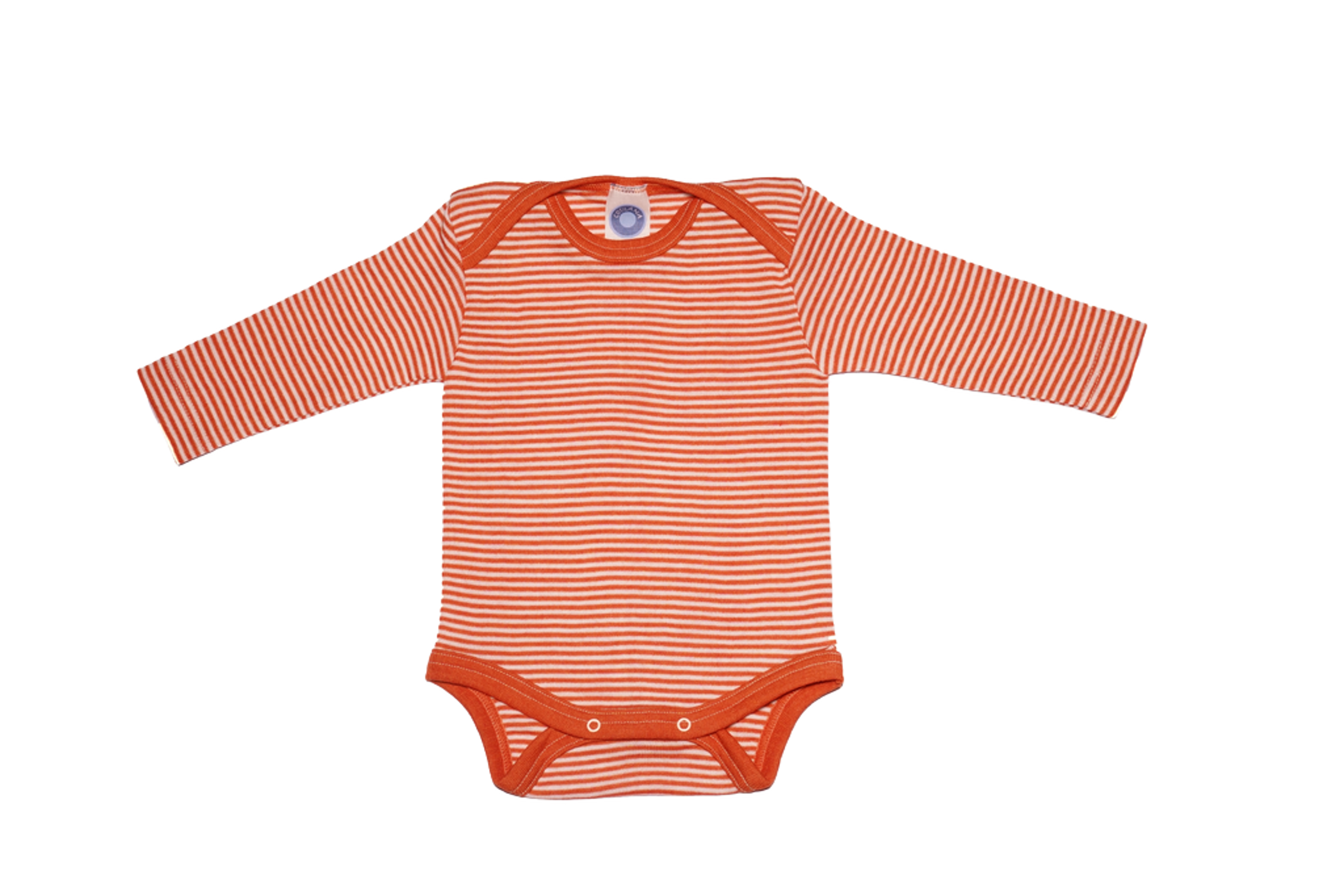 Ullbody – 70% Merino, 30% Silke – Ubehandlet Ull, Orange Striper