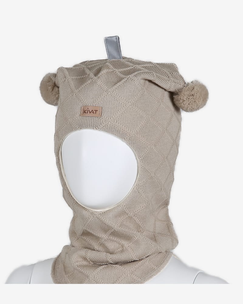Balaclava Ull m/ Øko Bomullsjersey fôr og Vindstopper | Ubehandlet Ull