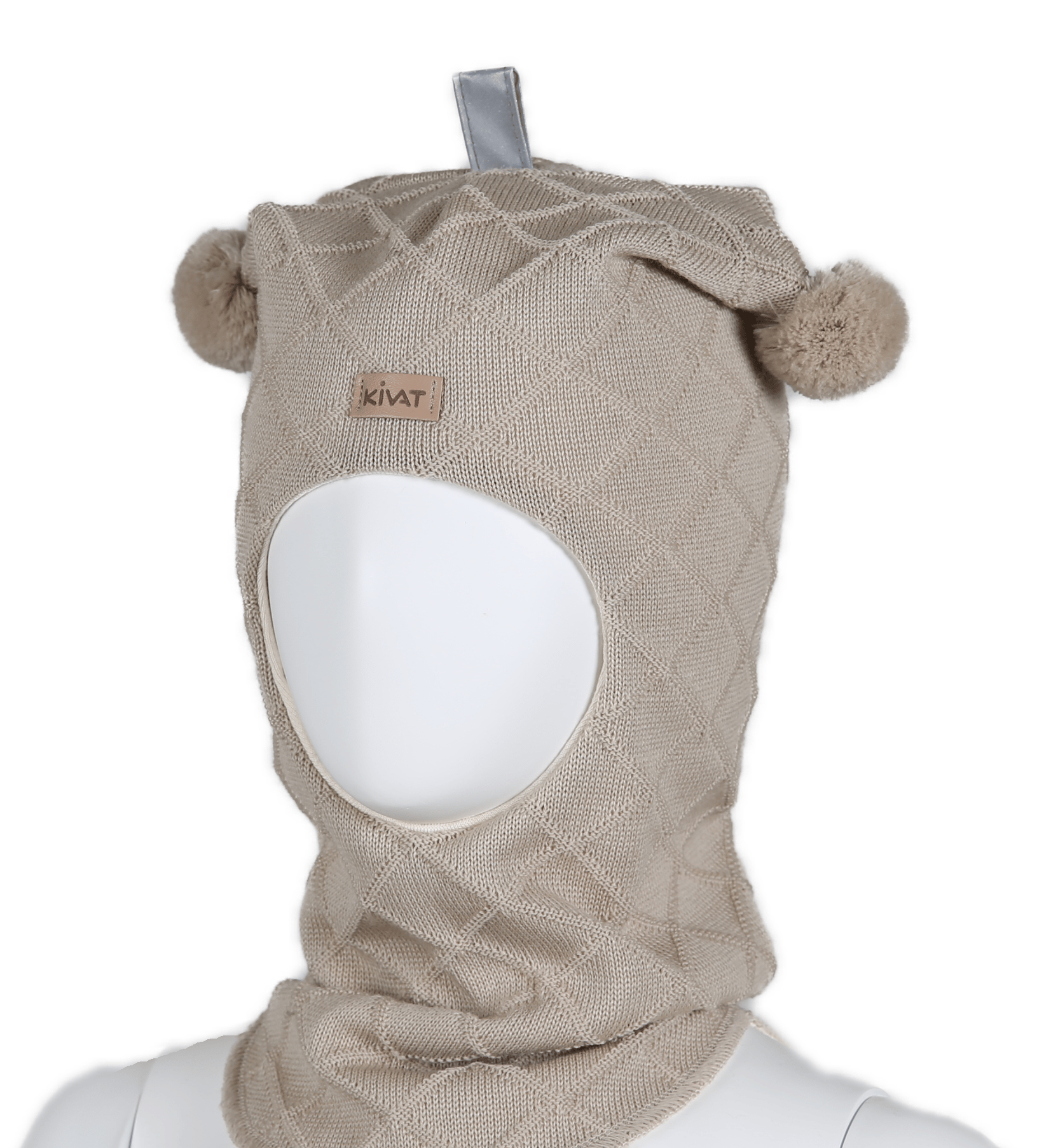 Balaclava Ull m/ Øko Bomullsjersey fôr og Vindstopper | Ubehandlet Ull, Latte
