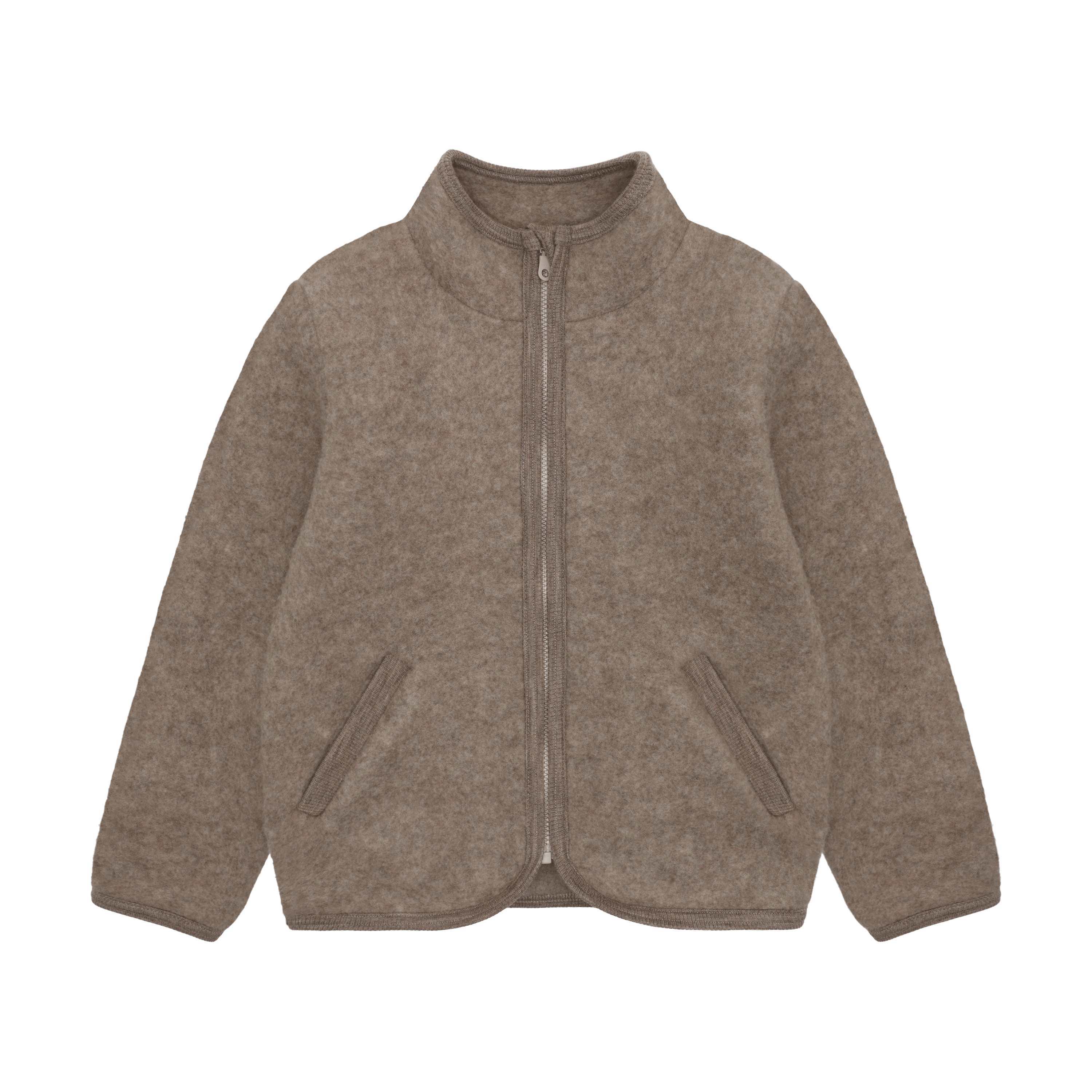Ulljakke i ullfleece – Varm, 100% Merino | Jacket Wool Fleece, Lys Brun - Savannah Melange