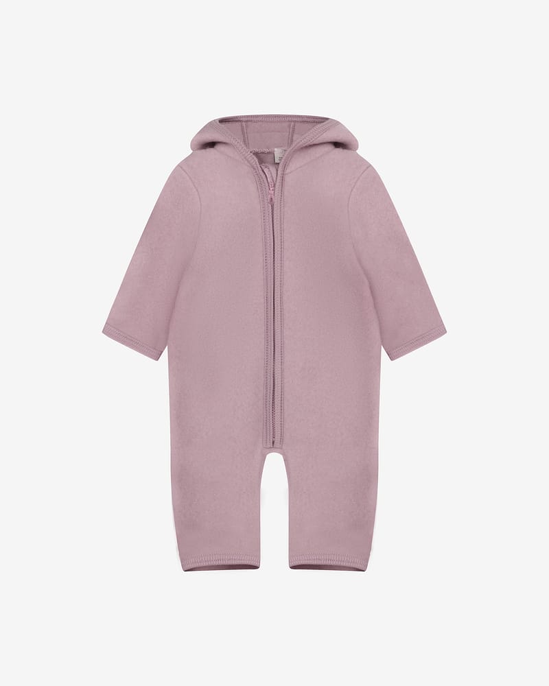 Ulldress i ullfleece med Kaninører- Varm, 100% Merino | Pram Suit Ears Wool Fleece
