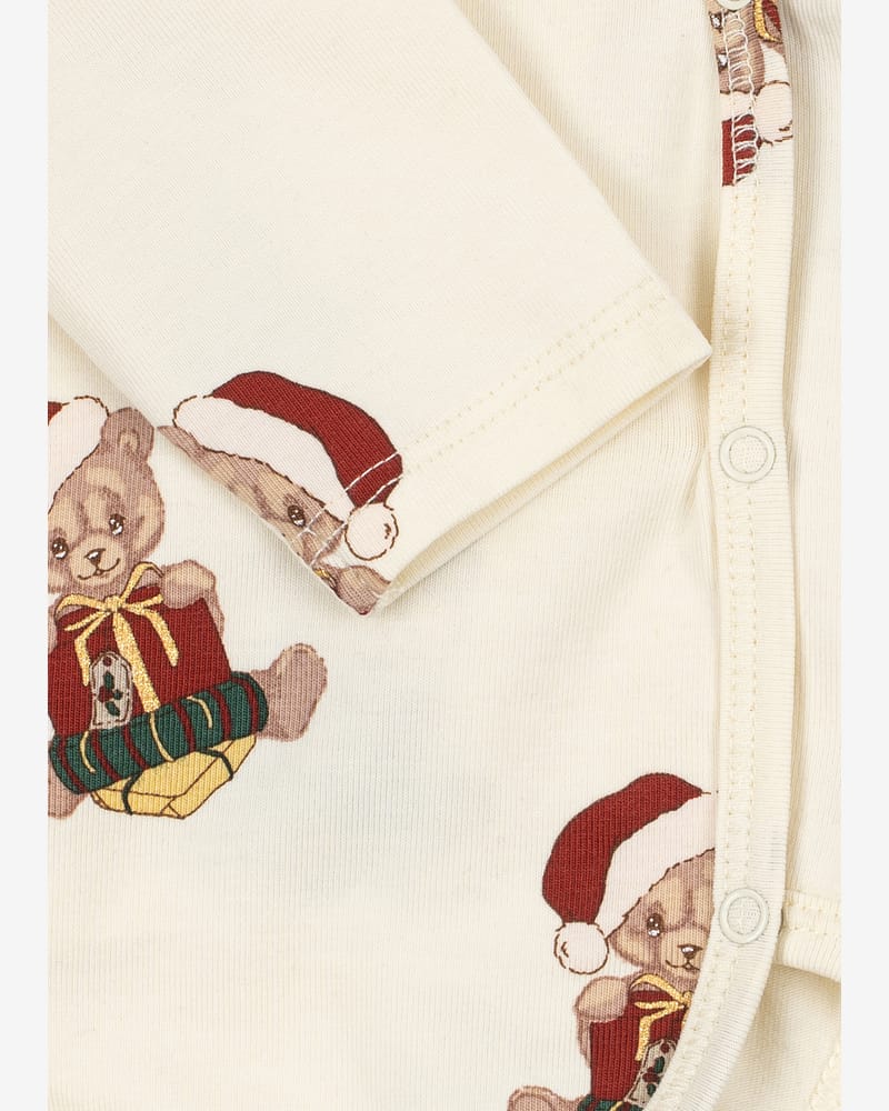 Pysjamas Baby m/ Omslasbogy - Body og Bukse - Øko Bomull | Julepysj Basic Body/Pants Set