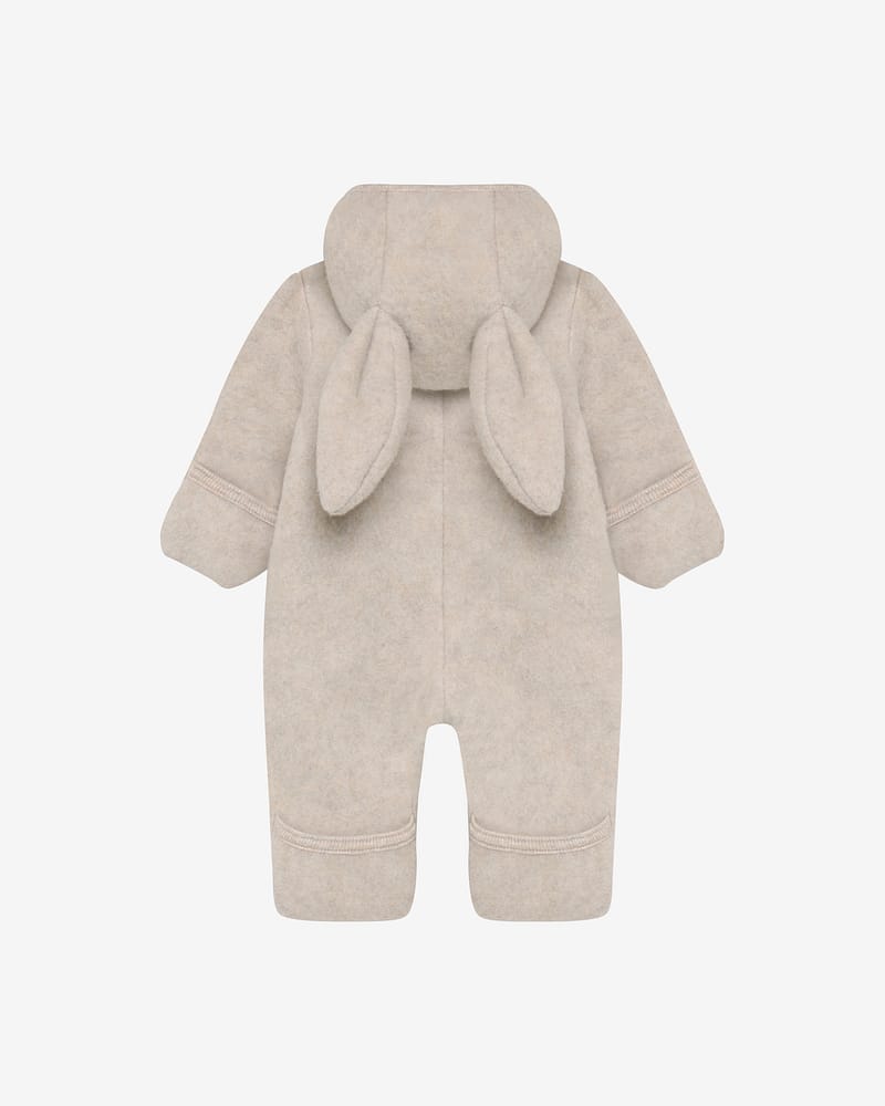 Ulldress i ullfleece med Kaninører- Varm, 100% Merino | Pram Suit Ears Wool Fleece