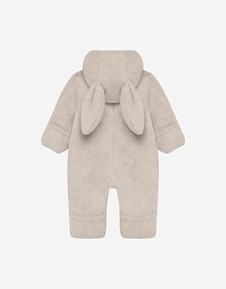 Ulldress i ullfleece med Kaninører- Varm, 100% Merino | Pram Suit Ears Wool Fleece